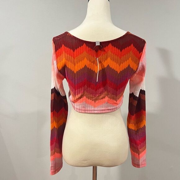 ASOS NWT knitted pink jersey chevron twist front beach crop top co-ord - Picture 3 of 8